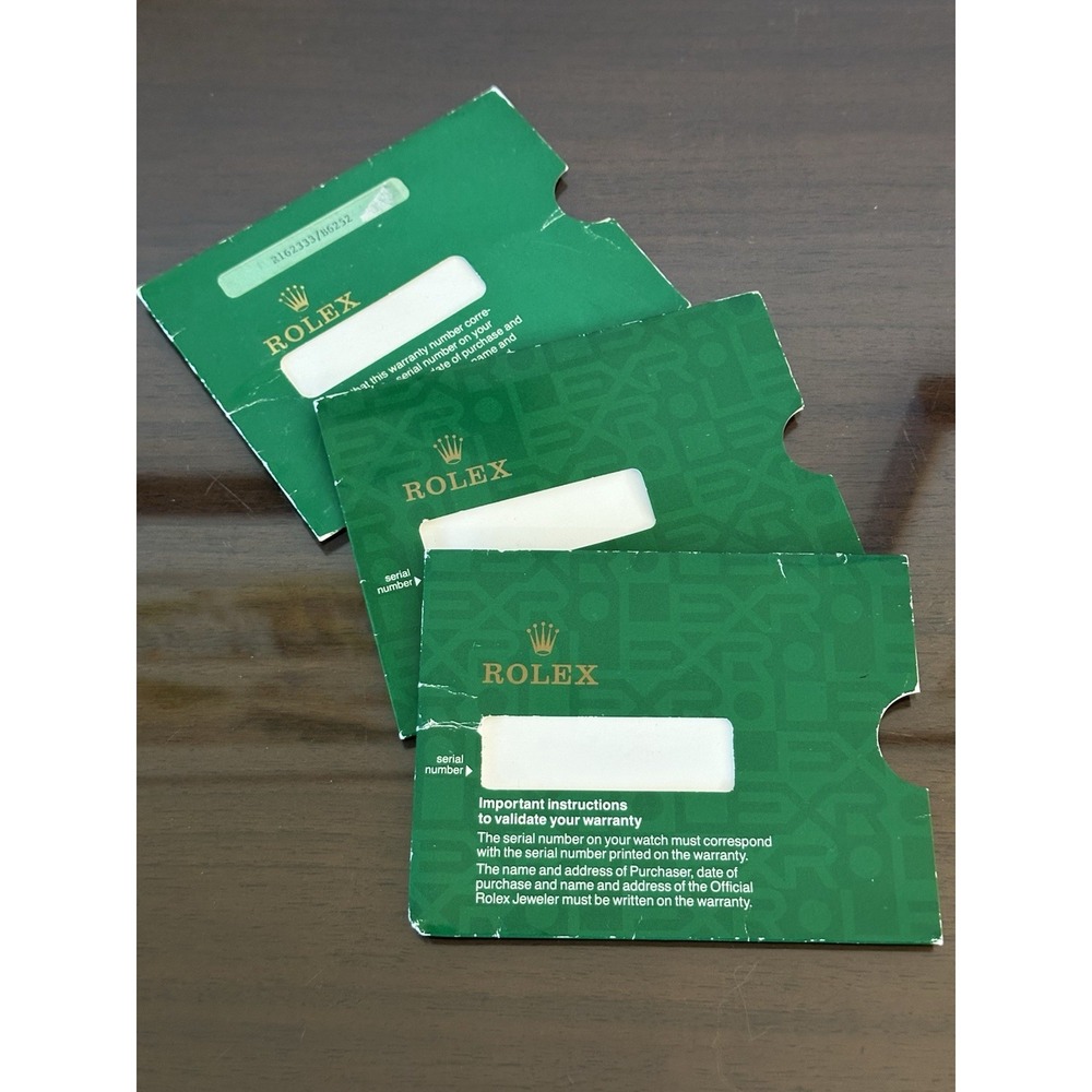 3 Rolex Green Paperwork‎ Card Envelopes